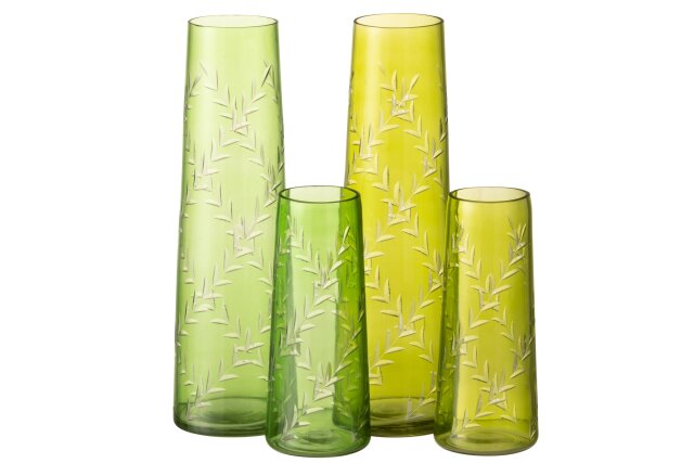 Vase Leaves Glass Green Small