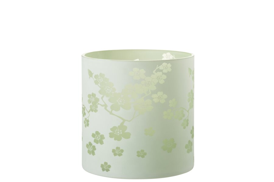 Hurricane Flowers Glass Green
