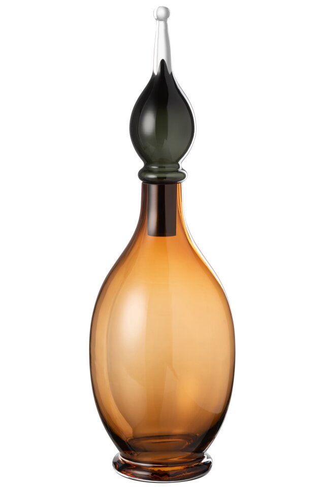 Vase+Cap Phial Deco Jo Glass Brown
