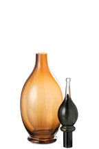 Vase+Cap Phial Deco Jo Glass Brown