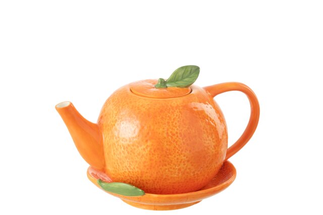 Teapot + plate Fruits