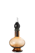 Vase+Cap Phial Deco Jo Glass Brown