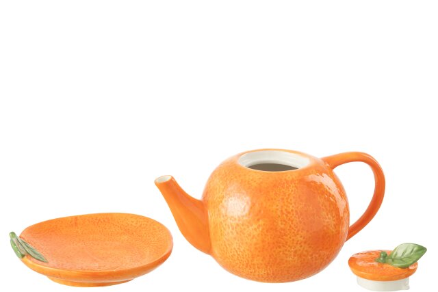 Teapot + plate Fruits
