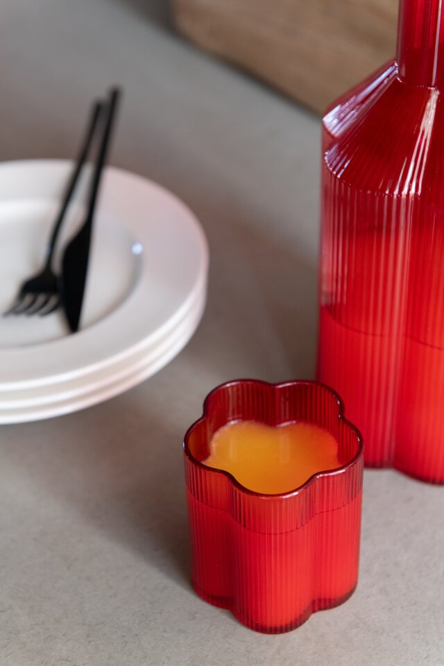 Fiore Glass & Bottle  Red