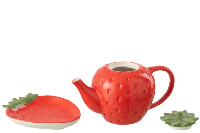 Teapot + plate Fruits