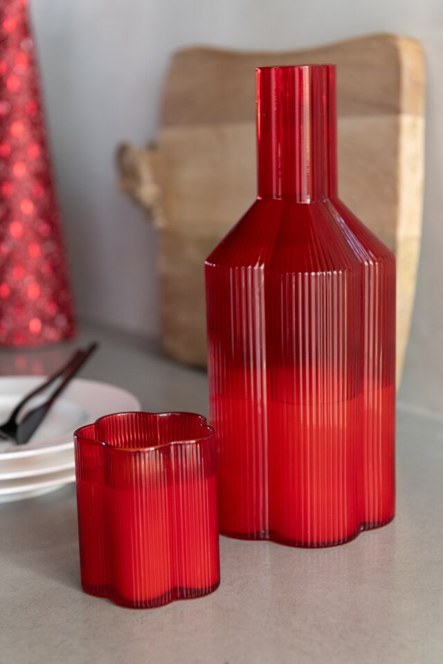 Fiore Glass & Bottle  Red