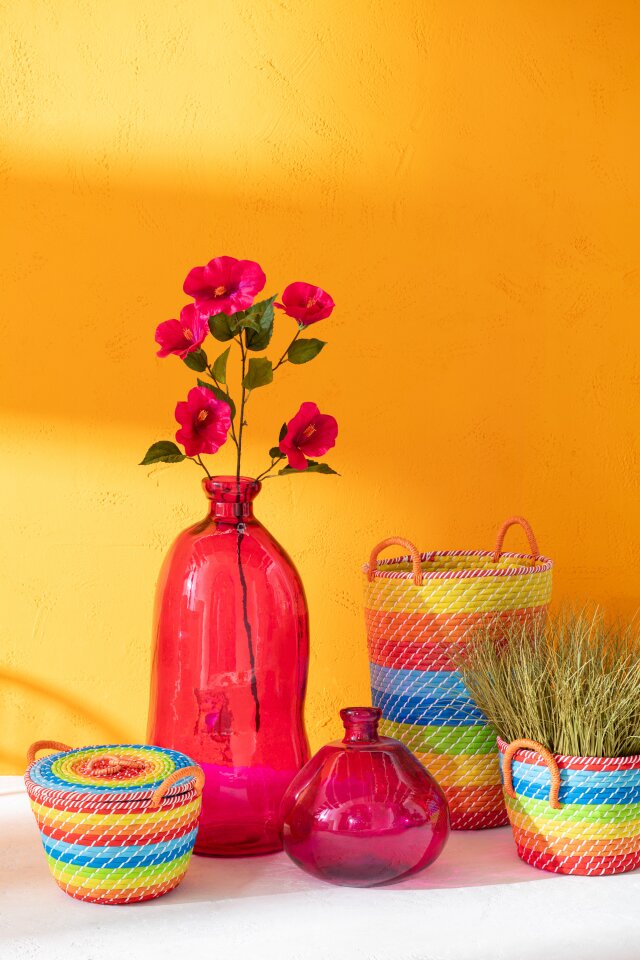 VASE BUBBLE GLASS FUSCHIA