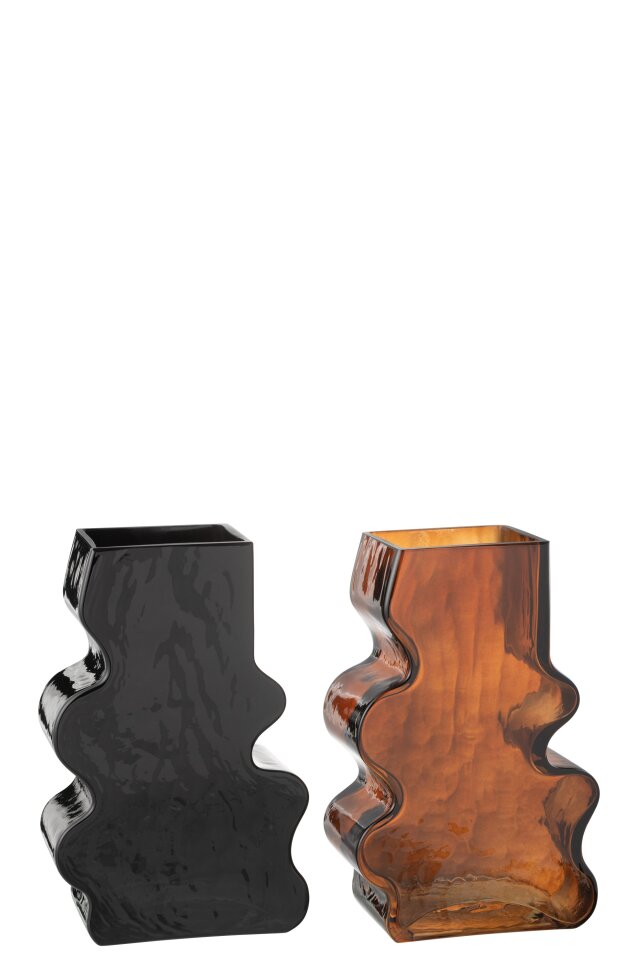 Vase Irregular Glass Camel/Dark Brown