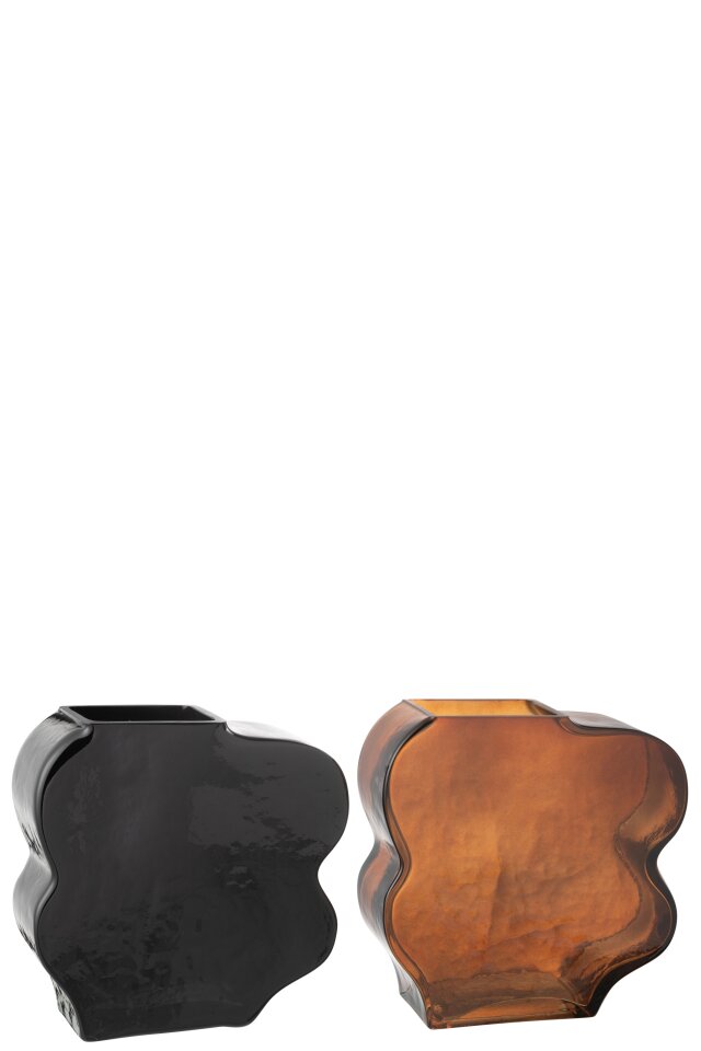 Vase Irregular Glass Camel/Dark Brown