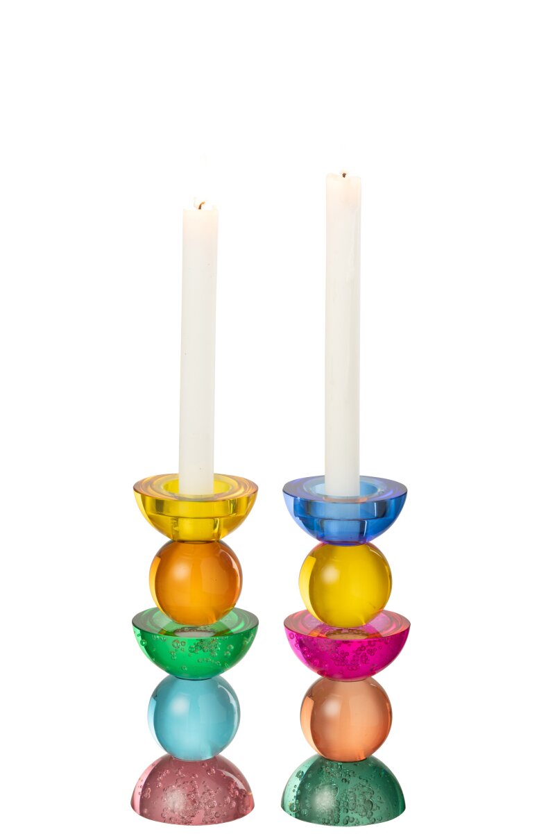Candle Holder Glass Multicolored