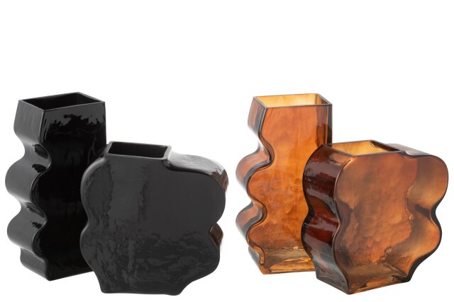 Vase Irregular Glass Camel/Dark Brown