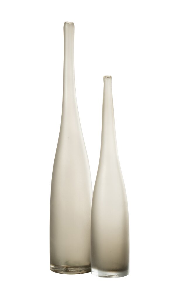 Set Of 2 Vases Yara Flute Glass Greige