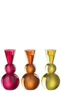 Candle Holder Ball Glass Yellow/Orange