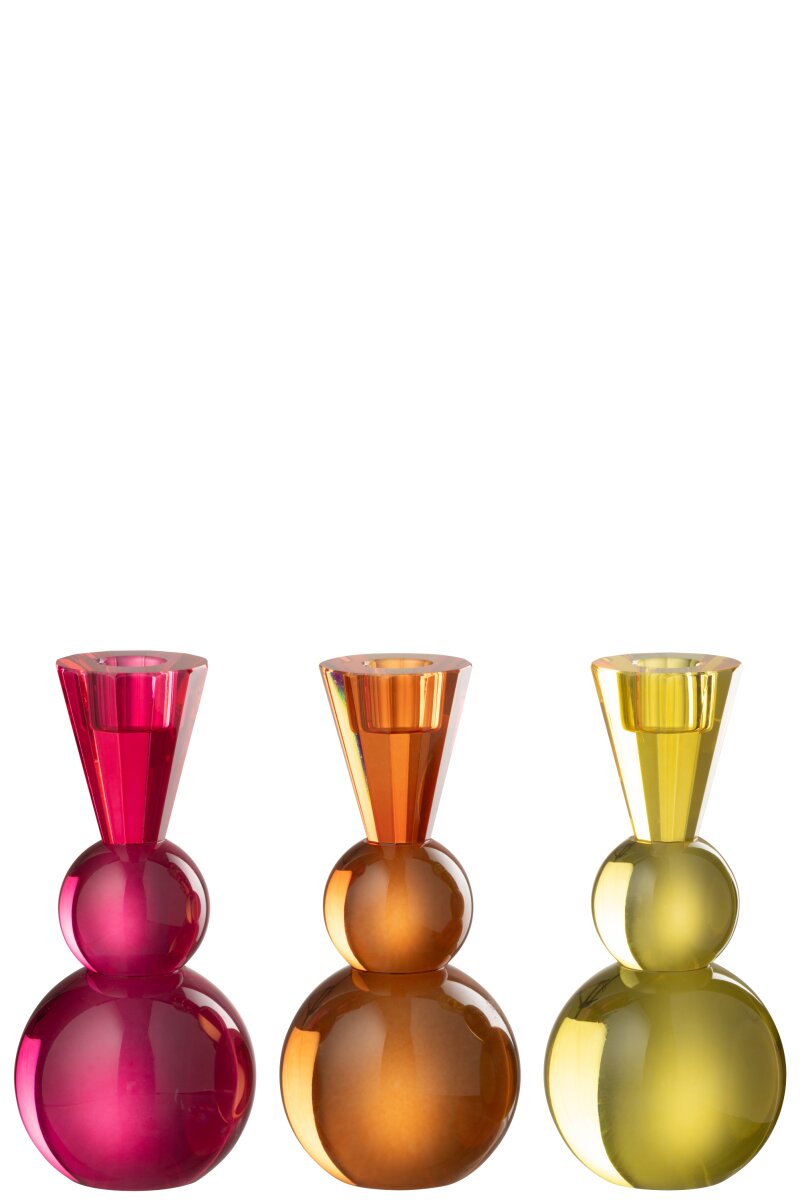 Candle Holder Ball Glass Yellow/Orange