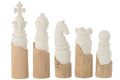 Set Of 5 Chess Piece Mango Wood White/Natural