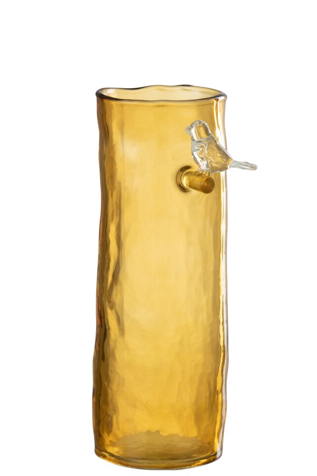 Vase Long Bird Glass Ochre
