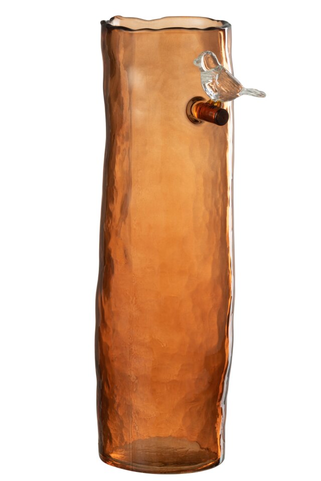 Vase Long Bird Glass Ochre
