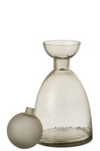 Vase Bottle+Cap Yara Glass Greige