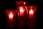 Set Of 3 Candleholder Plate Glass/Metal Red