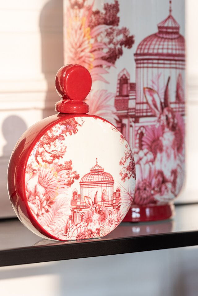 Jar Flask Moriko Porcelain Red/White