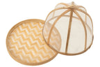 Set Of 3 Tray+Foodcover Bamboo Natural/White
