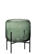 VASE ROUND IRREGULAR GL GRN