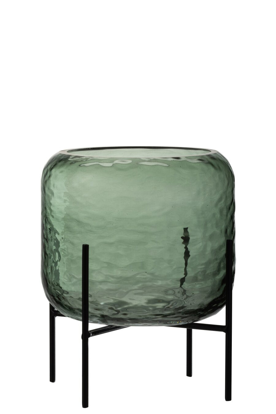 VASE ROUND IRREGULAR GL GRN