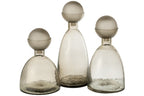 Vase Bottle+Cap Yara Glass Greige