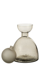 Vase Bottle+Cap Yara Glass Greige