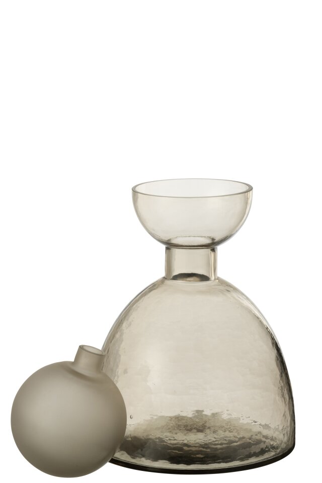 Vase Bottle+Cap Yara Glass Greige