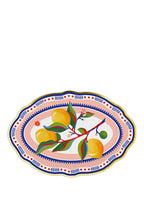 Dolce Vita Lemon Patterned Porcelain Oval Serving Plate 30 cm