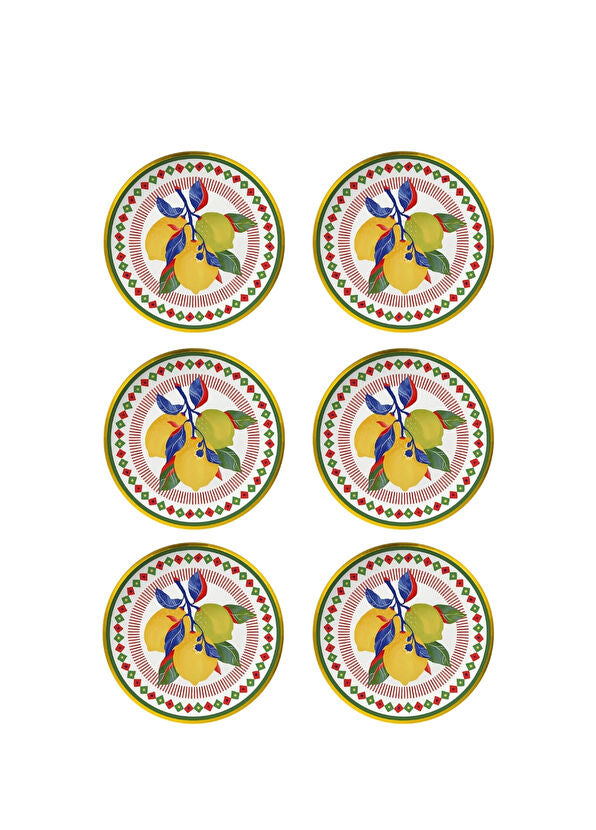 Dolce Vita Lemon 6-Piece Porcelain Bread Plate 16 cm